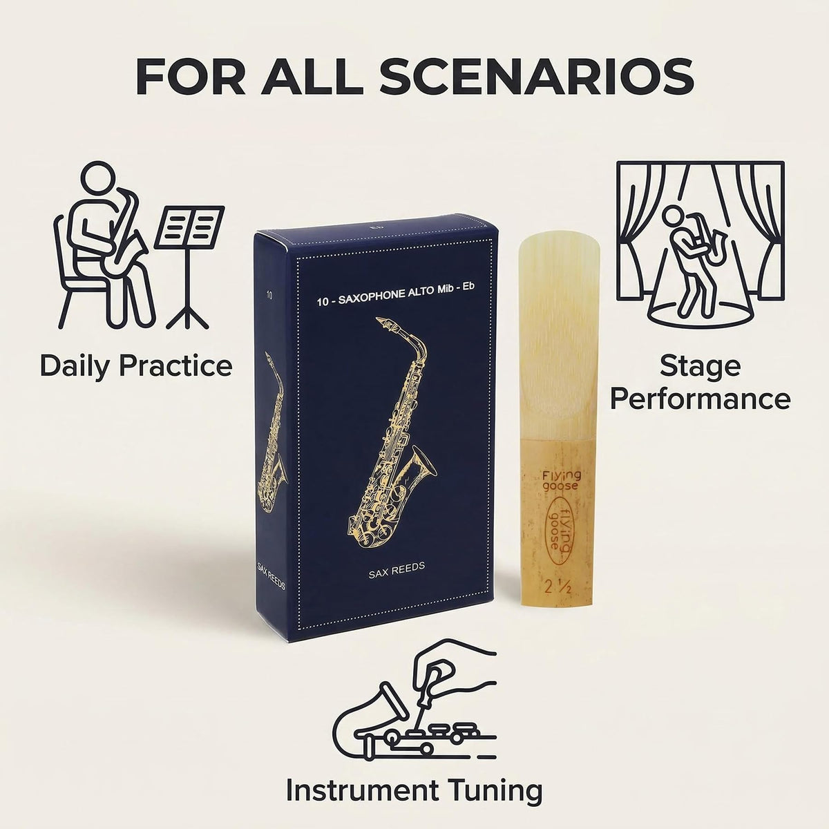 Alto Saxophone Reeds Strength 2.5 Natural Cane 10-Pack R944564