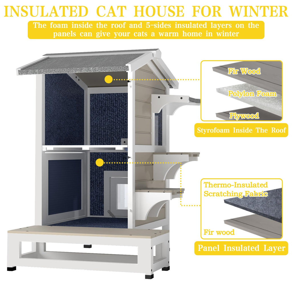 2-Story Insulated Outdoor Cat House V7669