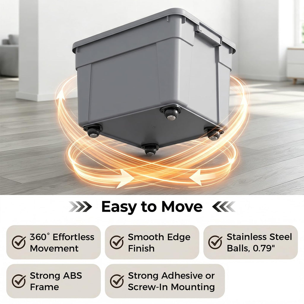 Black 4pcs Self Adhesive Caster Wheels A2258