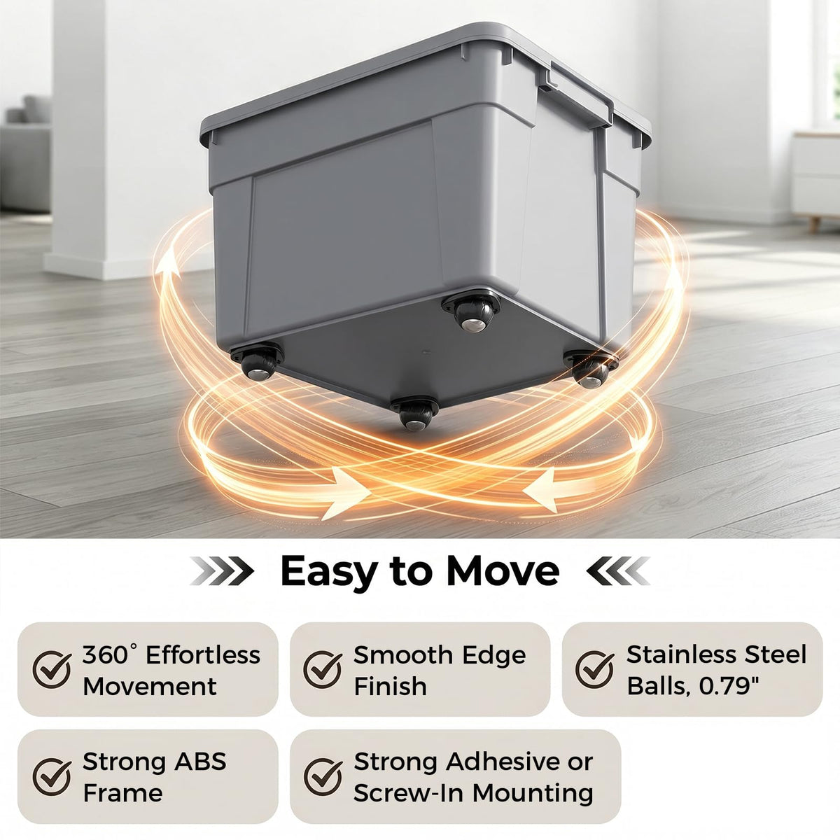 Black 4pcs Self Adhesive Caster Wheels A2258