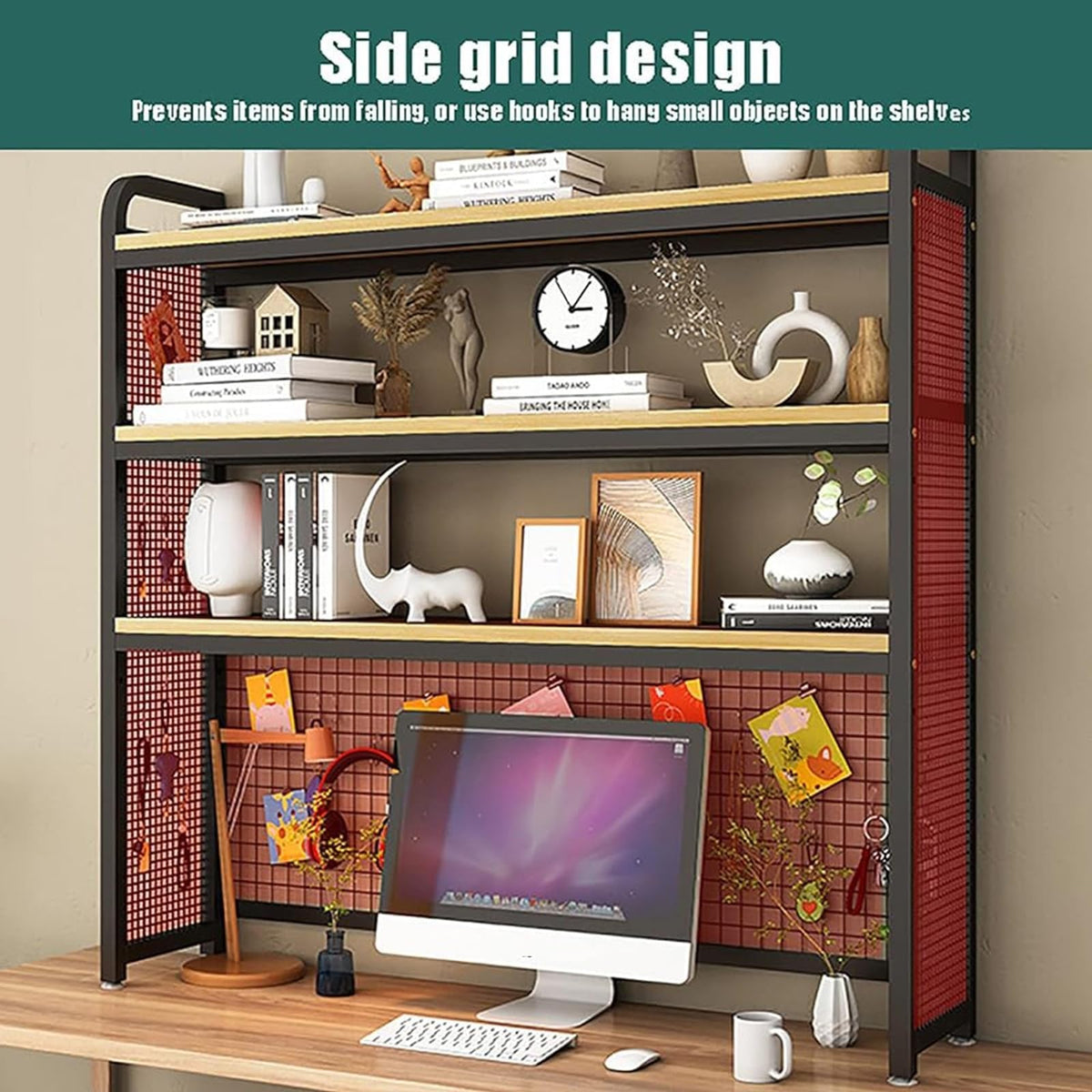 Adjustable 3-Tier Wooden Desktop Bookshelf Organizer Rack B17796
