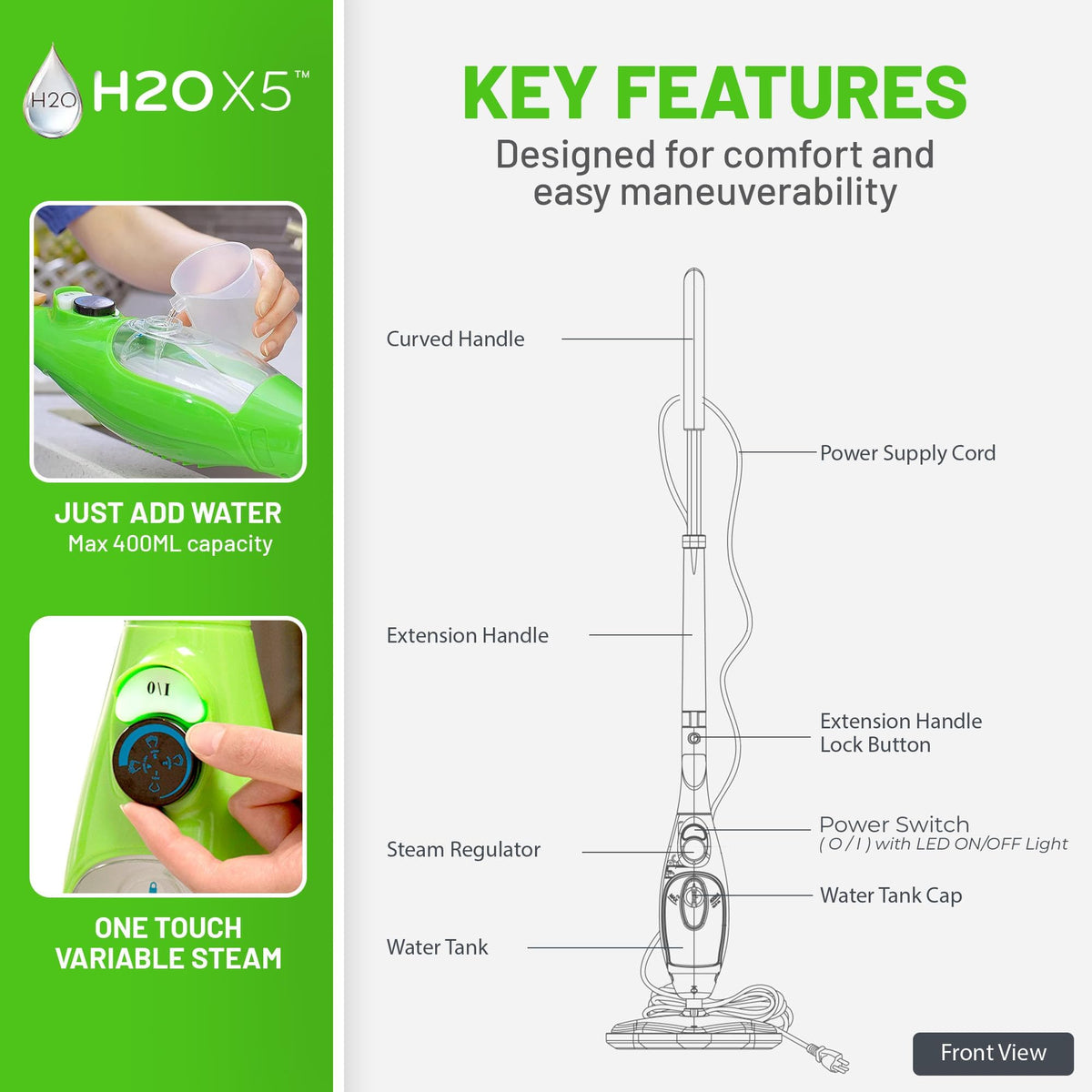 5-in-1 Steam Mop and Handheld Steam Cleaner F5426