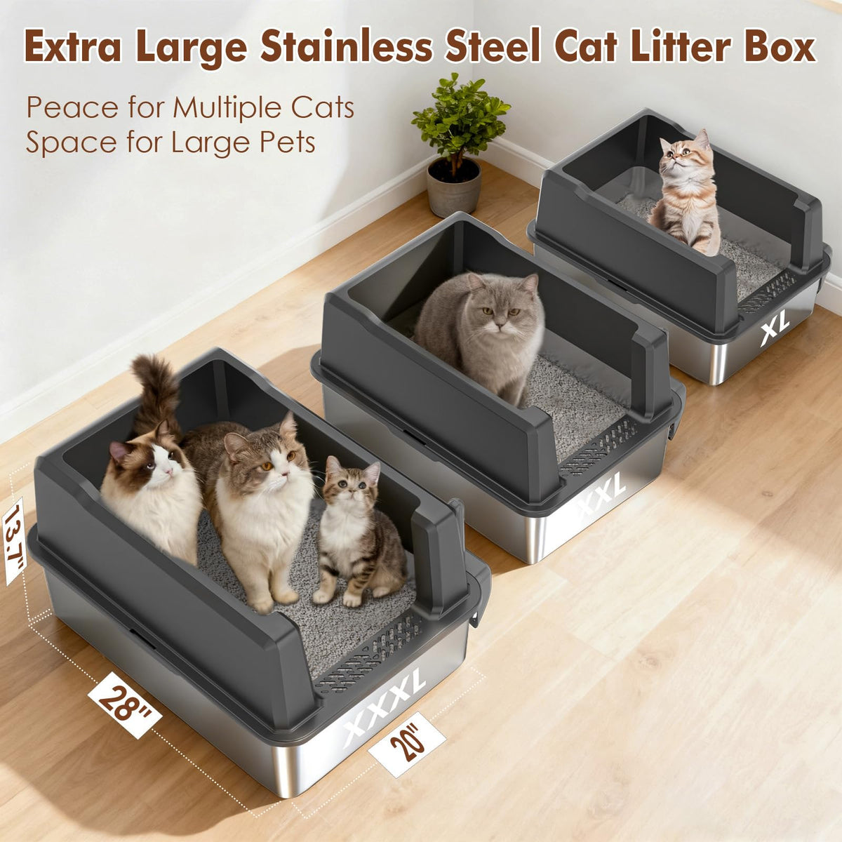 Extra Large Stainless Steel Litter Box V39999