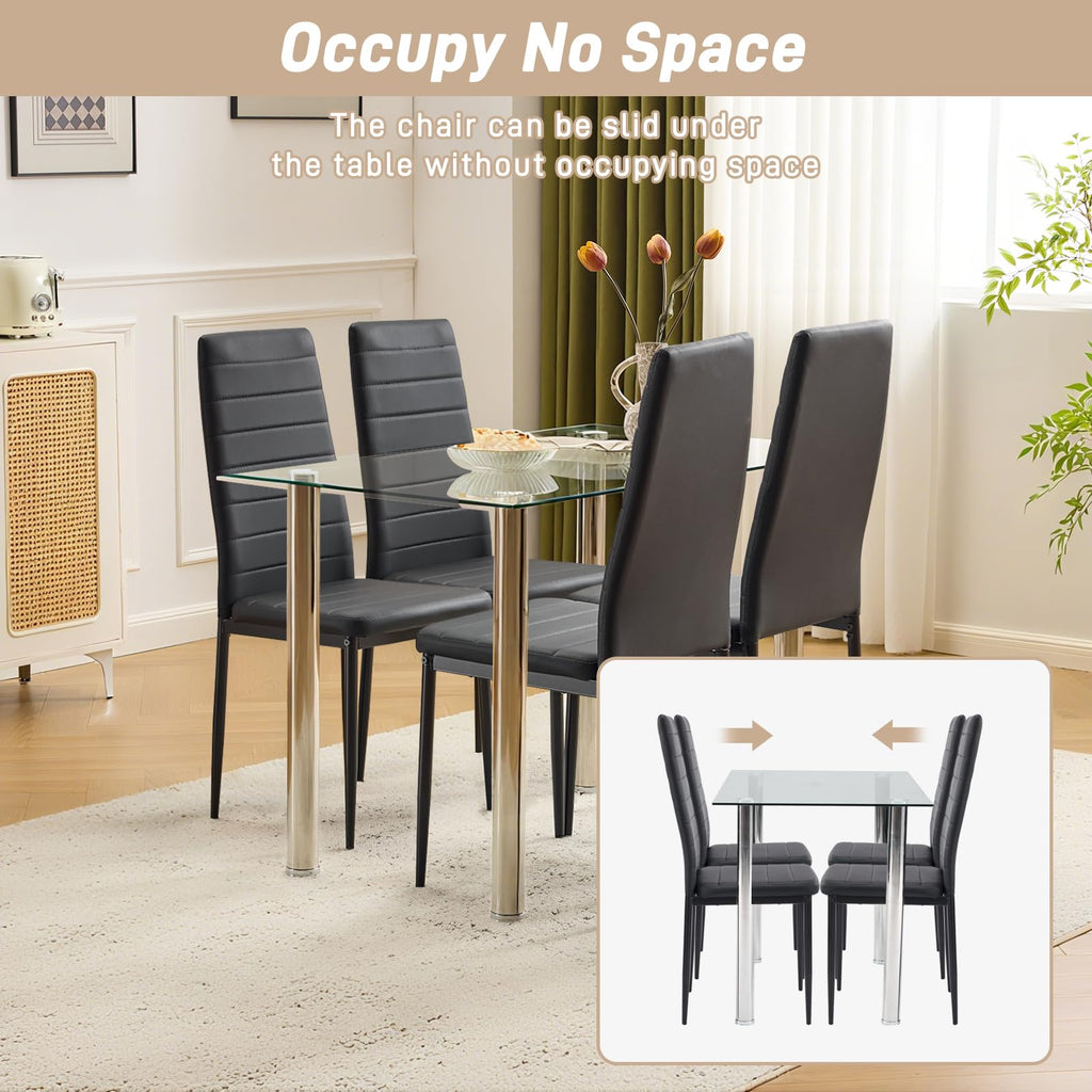 Black PU Leather Dining Chairs Set of 4 K803704