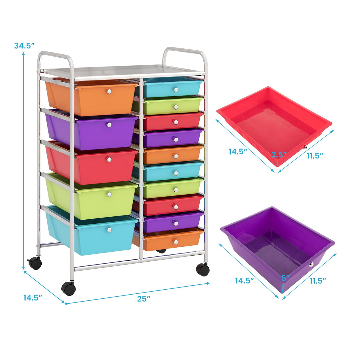 15 Drawer Rolling Storage Cart F4671