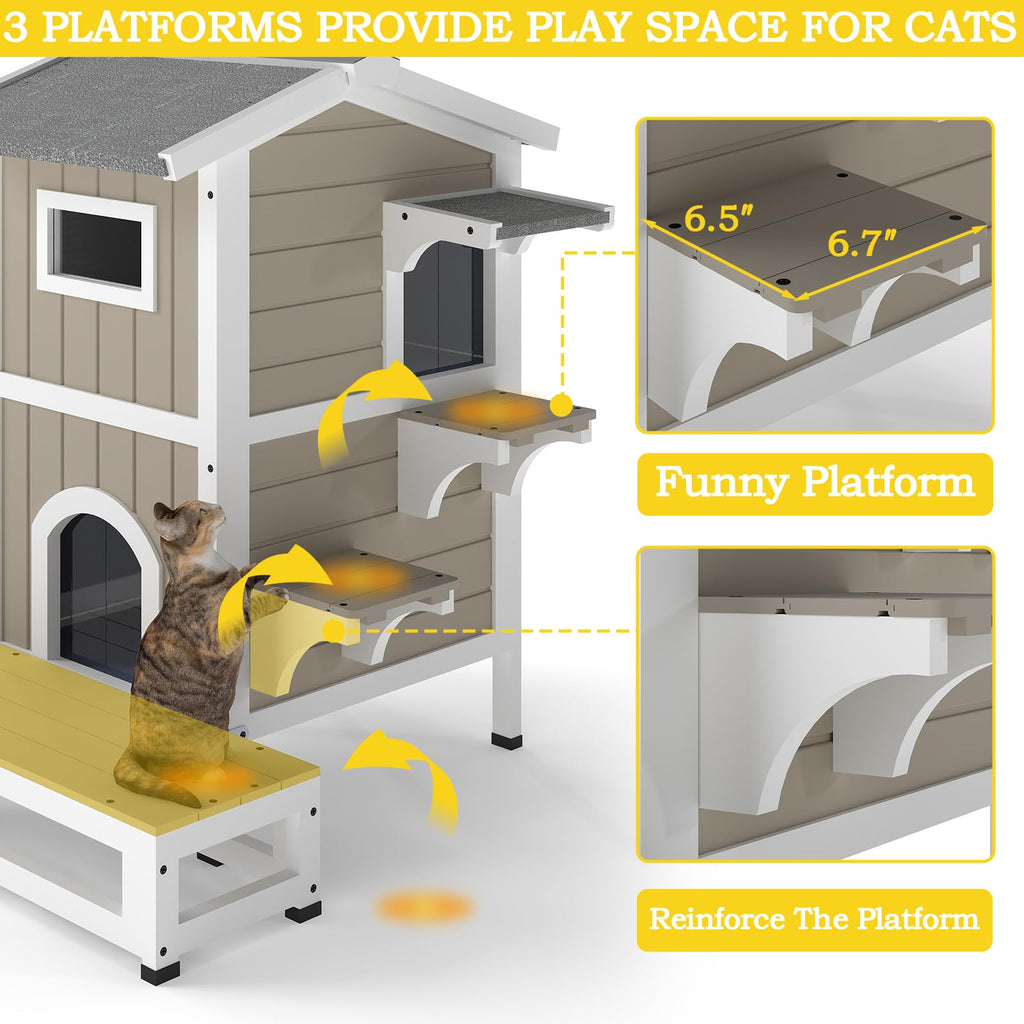 2-Story Insulated Outdoor Cat House V7669