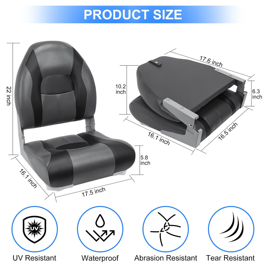 High Back Folding Waterproof Boat Seats 2 Pack N74412