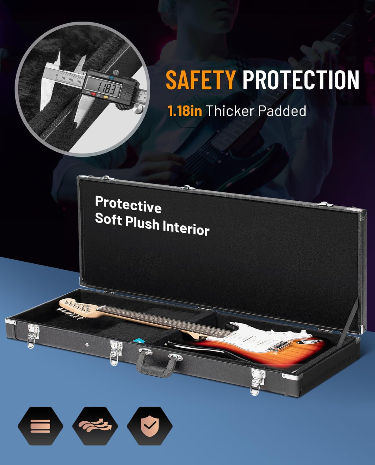 Electric Guitar Case Hard Shell Lockable M680