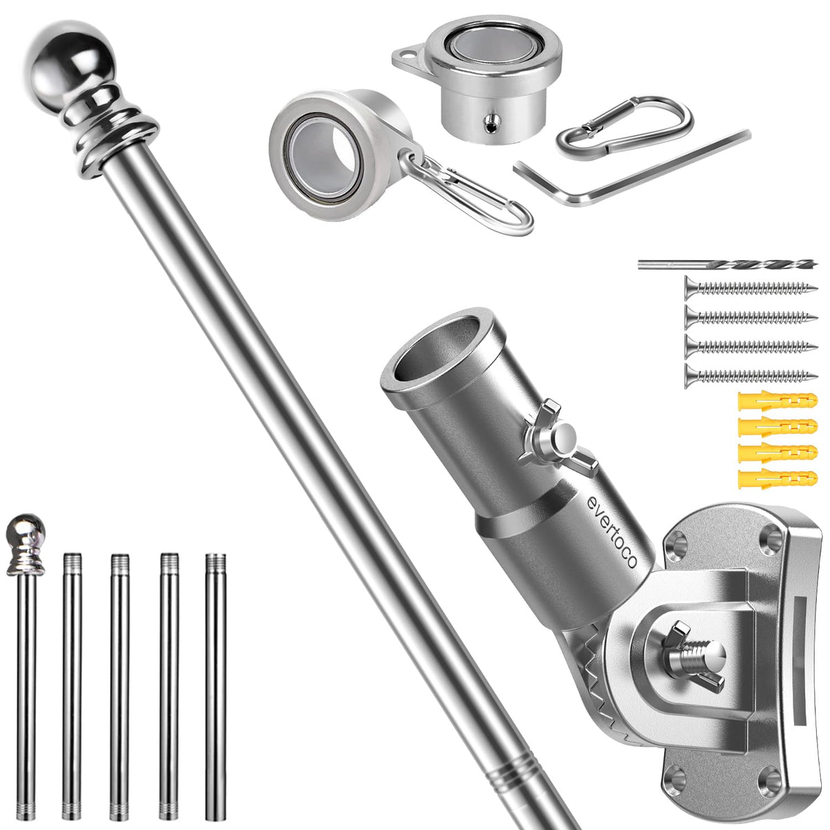 Heavy Duty T304 Stainless Steel Flag Pole Kit E56130
