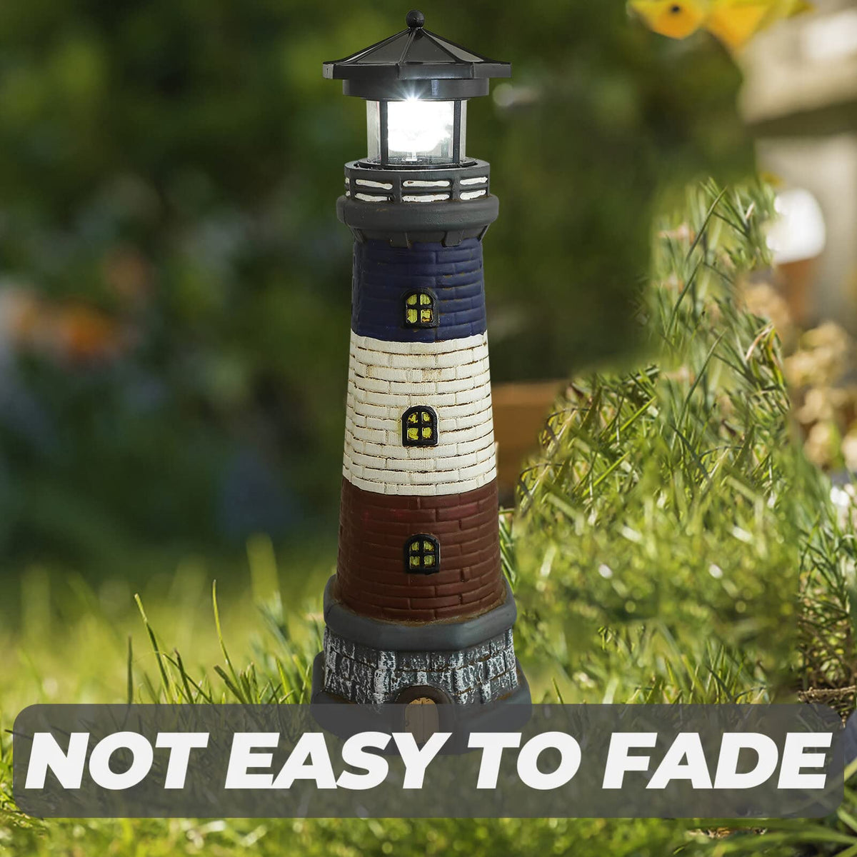 Solar Lighthouse Garden Lights Outdoor Waterproof Resin Statue Lamp U623394