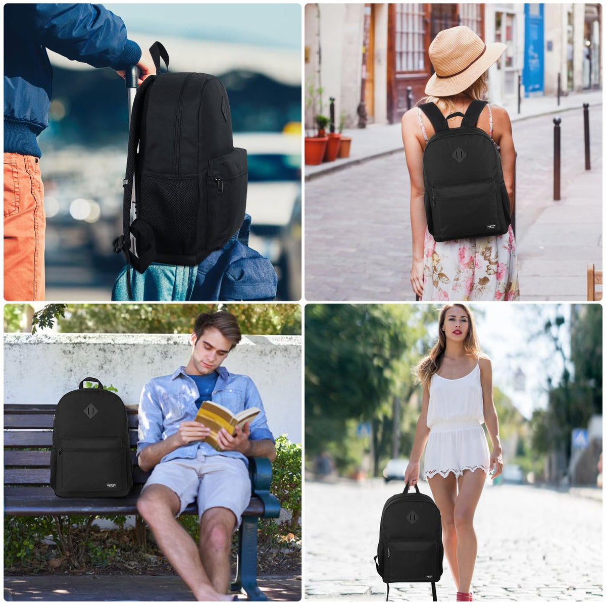 Black 15.6 Inch Laptop Backpack with USB Charger C8352