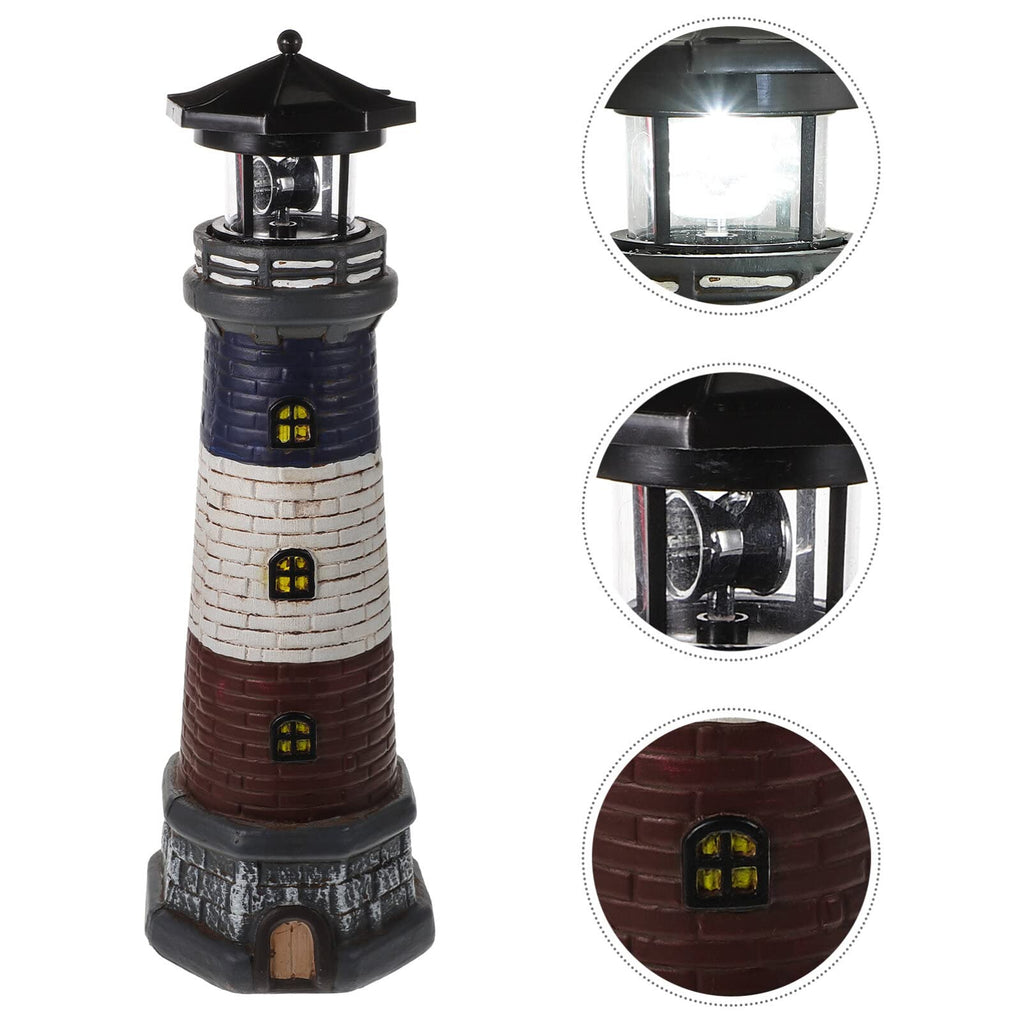 Solar Lighthouse Garden Lights Outdoor Waterproof Resin Statue Lamp U623394