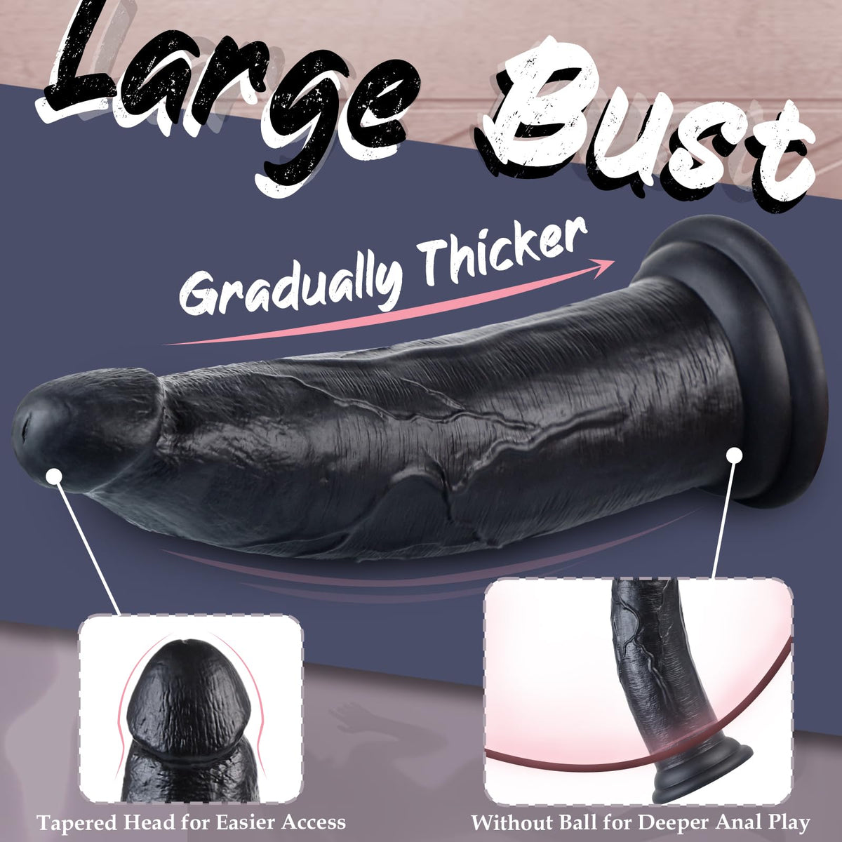 12 Inch Black Thick Anal Dildo U6078
