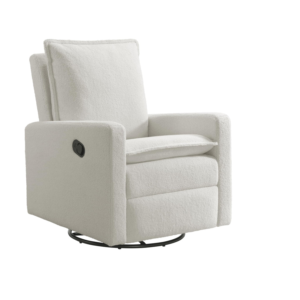 White Boucle Swivel Glider Recliner K77401