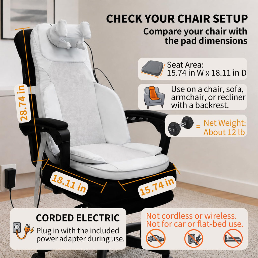 Massage Chair Pad with Heat, Navy Blue Z7302