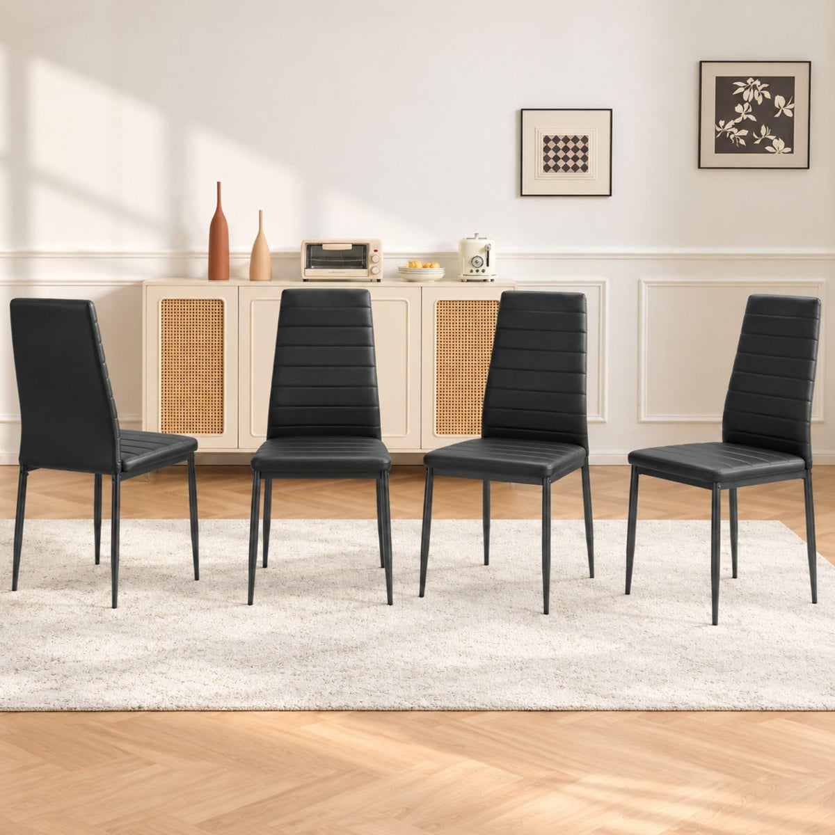 Black PU Leather Dining Chairs Set of 4 K803704