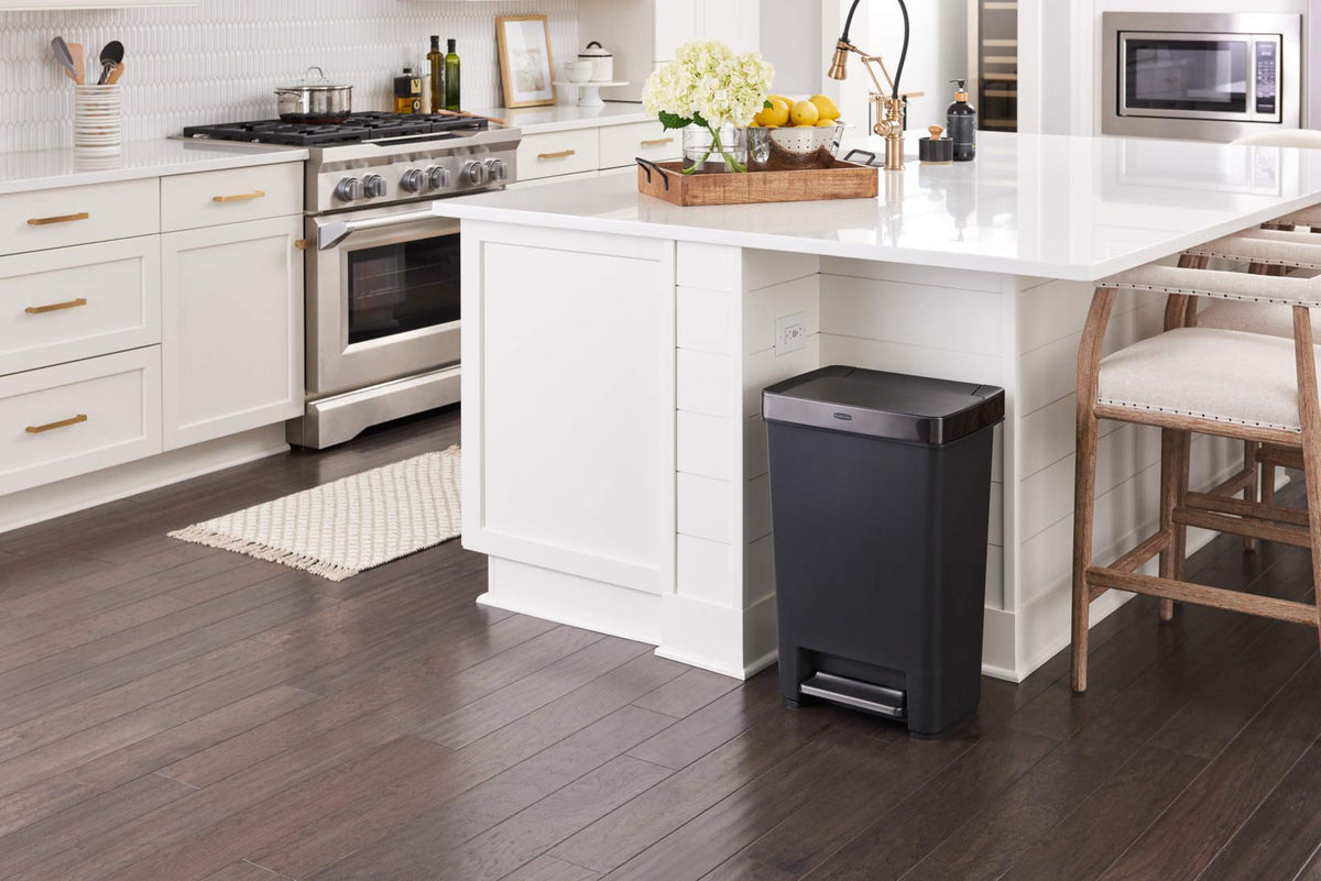 12.4 Gallon Charcoal Step-On Trash Can with Stainless Steel Rim Q1511