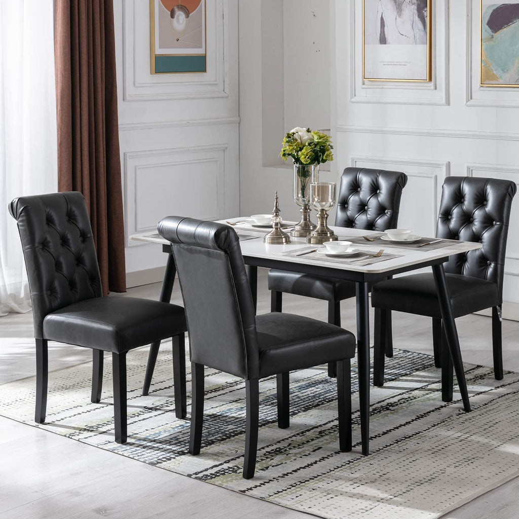Black PU Leather Upholstered Dining Chairs Set of 4 X788760