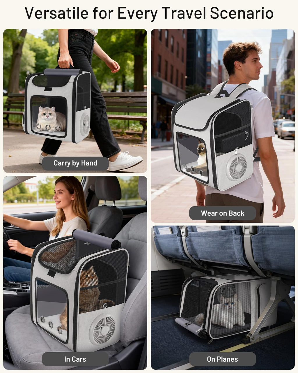 Cat Backpack Carrier with Cooling Fan & Heating Pad K913