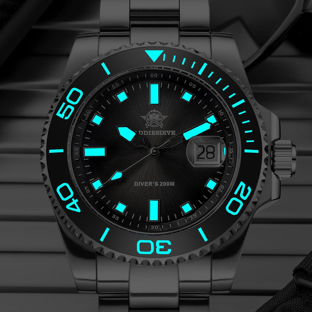 41 MM Mens Dive Watch Quartz Movement 200 M Waterproof Luminous Analog Gradient Dial Z925