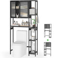 Black Over the Toilet Storage Cabinet with Adjustable Shelves Z904