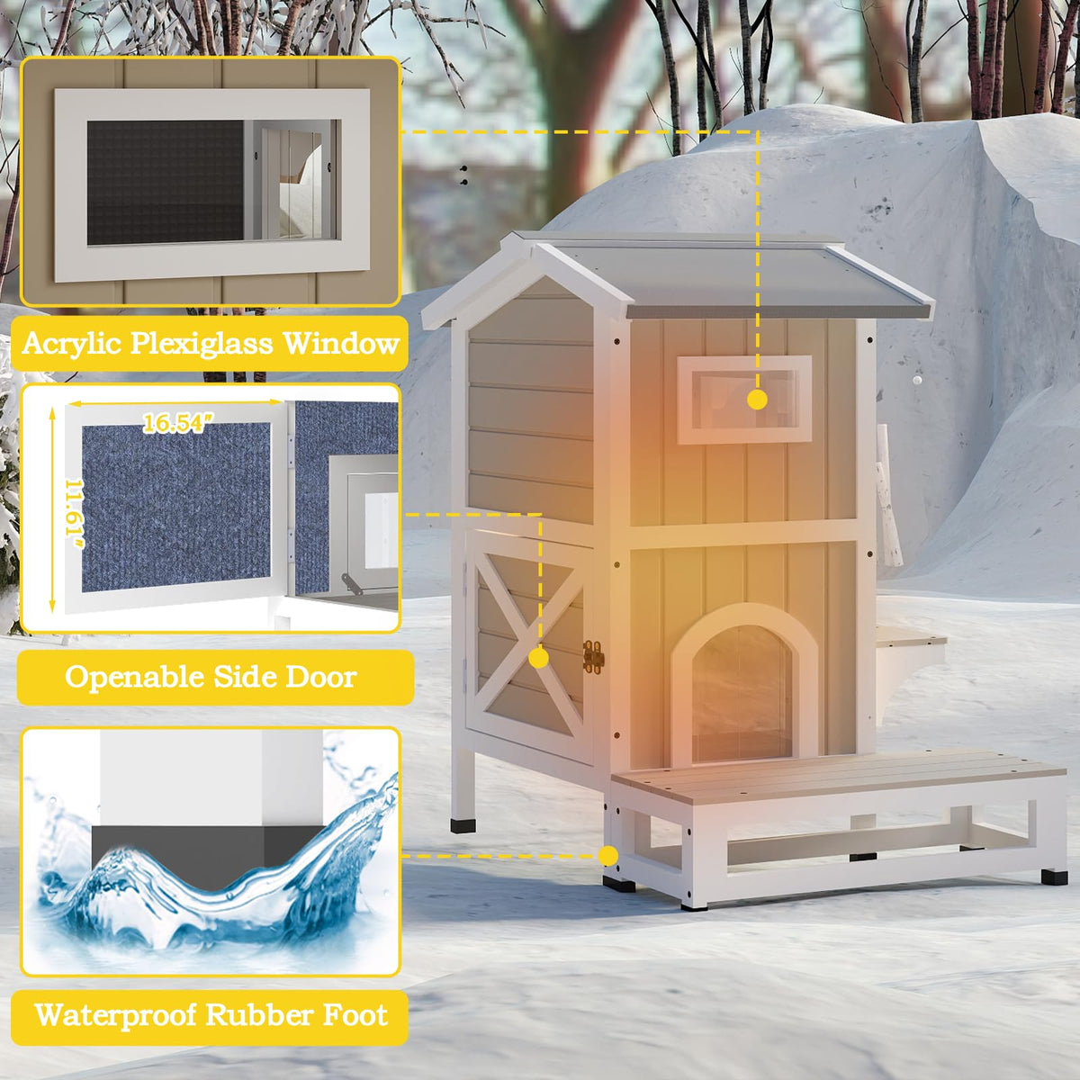 2-Story Insulated Outdoor Cat House V7669