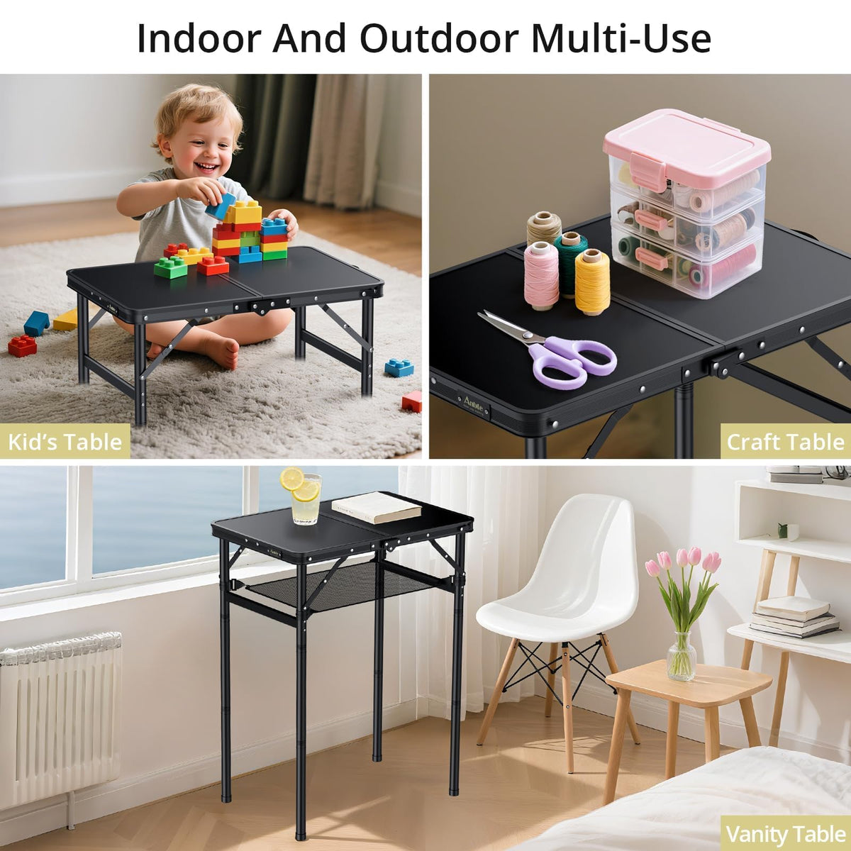 2ft Folding Camping Table, 3 Adjustable Height C662