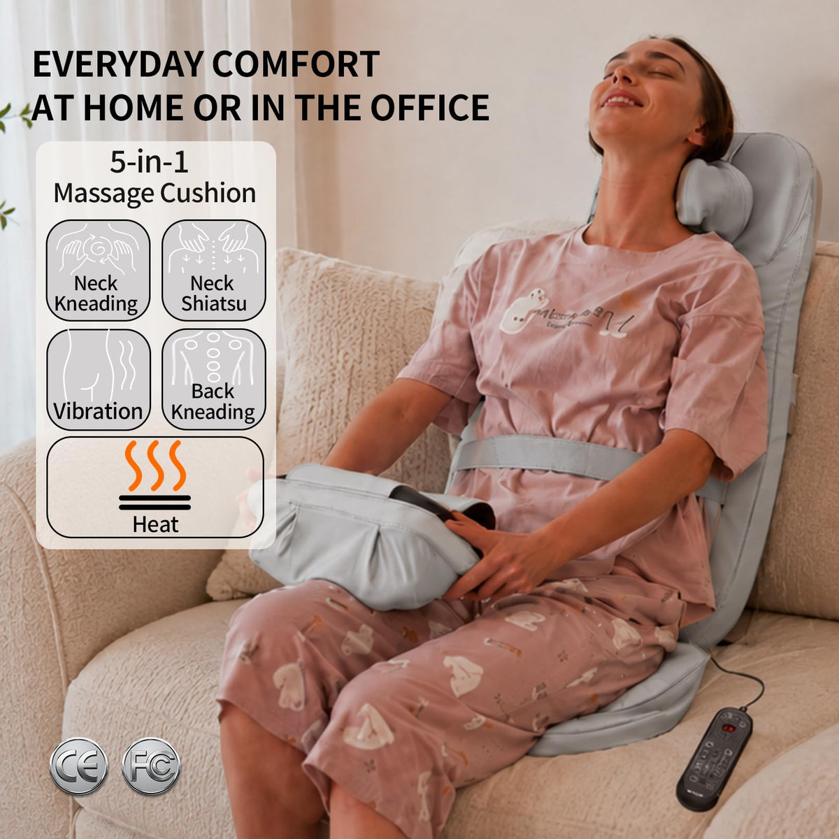 Massage Chair Pad with Heat, Navy Blue Z7302