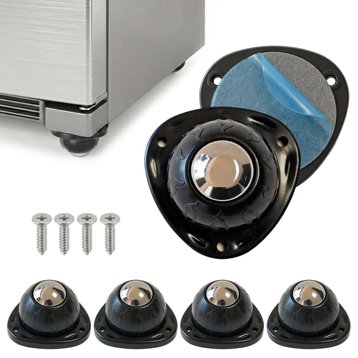 Black 4pcs Self Adhesive Caster Wheels A2258
