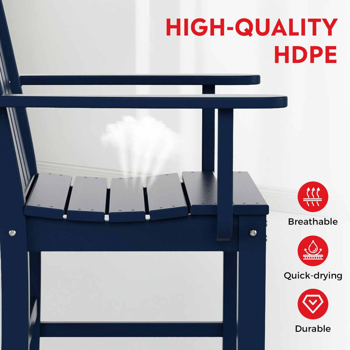 Navy Blue Plastic Outdoor Dining Chair with Arm G671701
