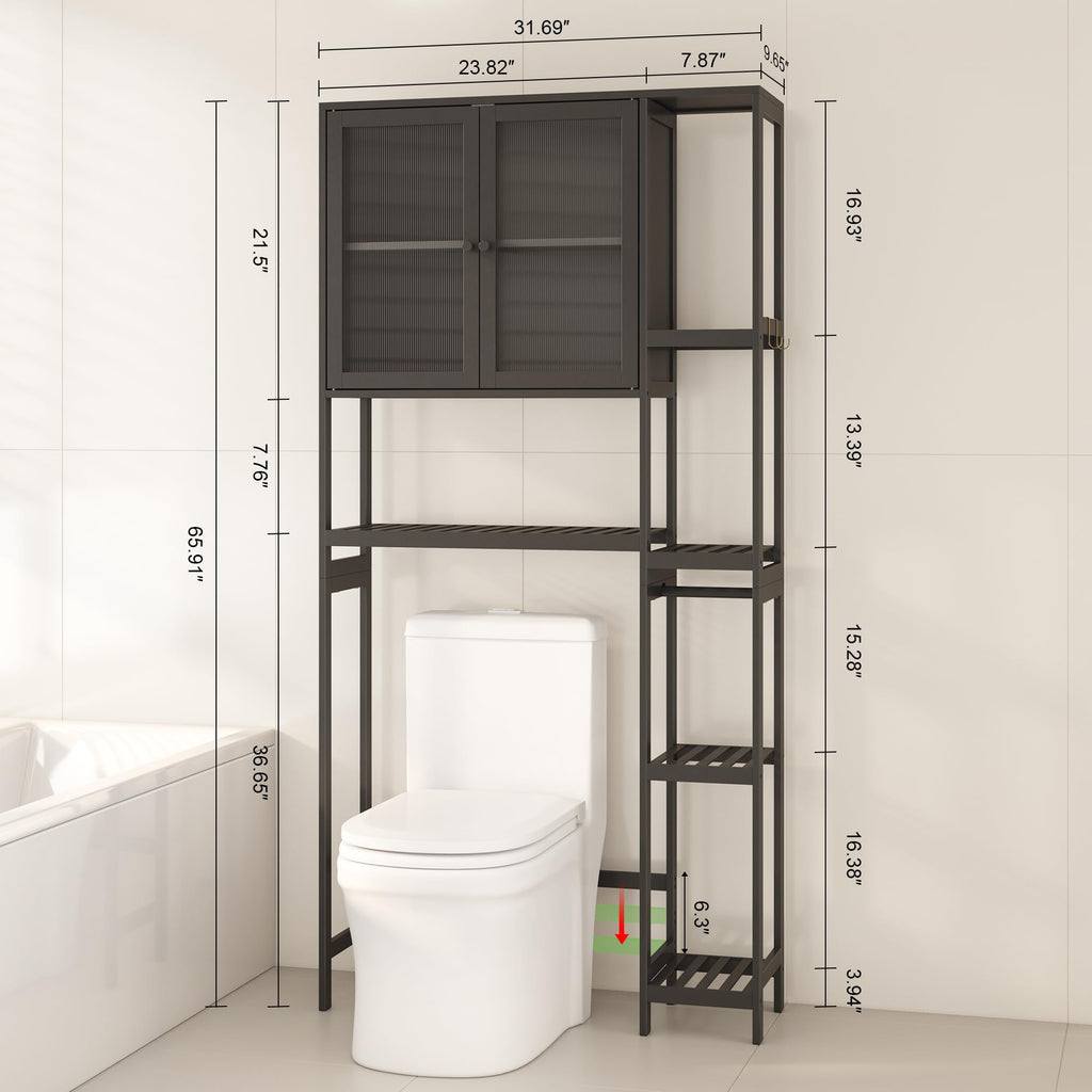 Black Over the Toilet Storage Cabinet with Adjustable Shelves Z904