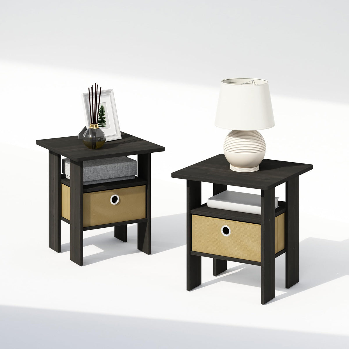 Espresso Nightstand with Storage Set of 2 R3735