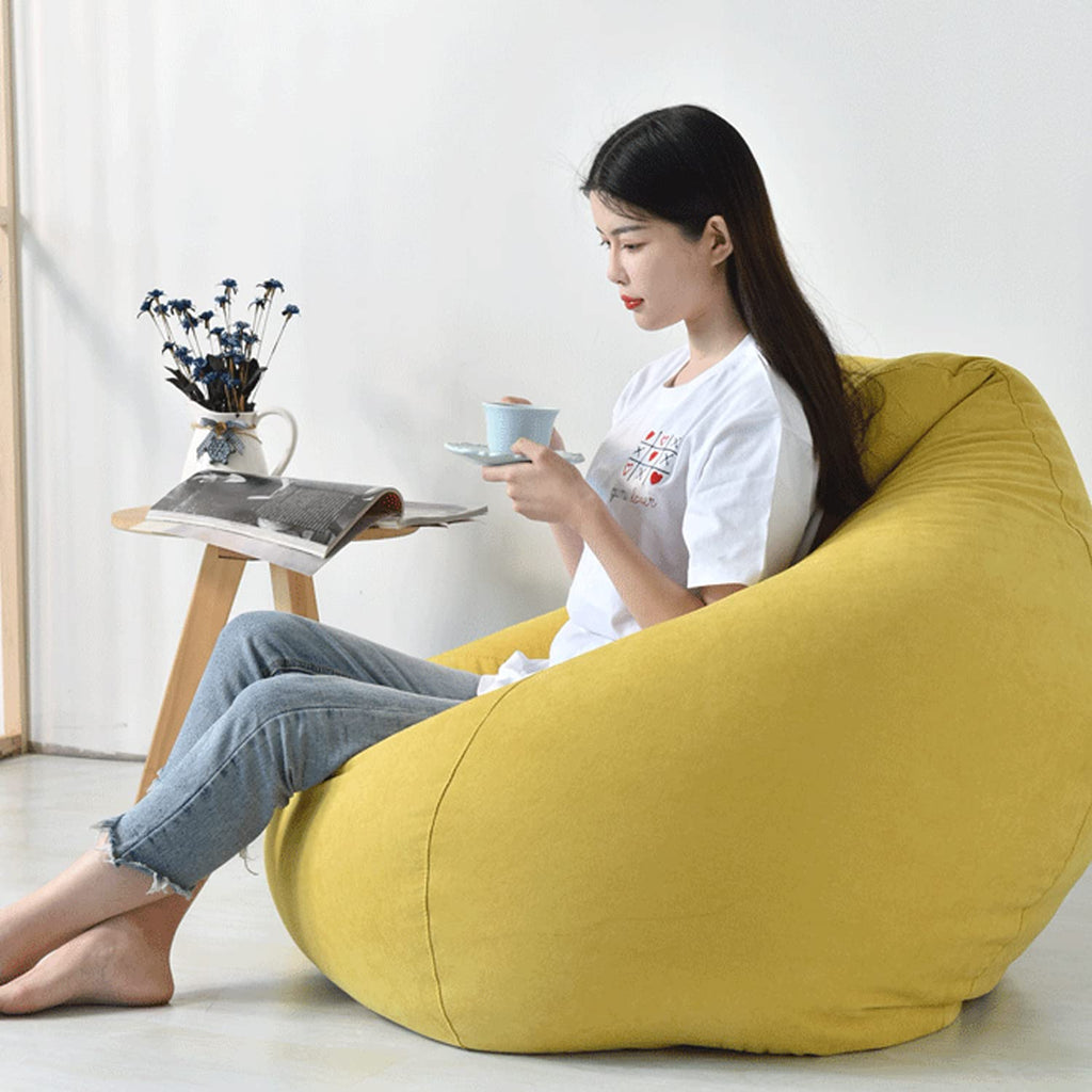 Washable Soft Bean Bag Chair Cover Only 110 * 120cm Yellow M17610