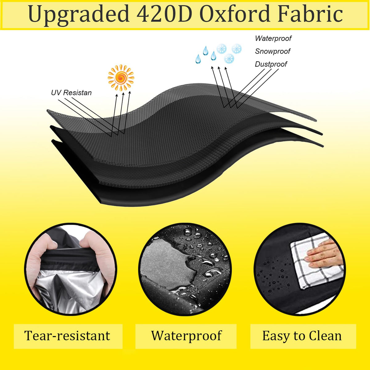 Waterproof Outdoor Furniture Cover 420D, 47"L x 22"W x 30"H Black C189