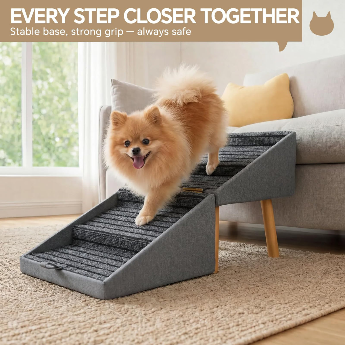 2-in-1 Wooden Pet Stairs & Ottoman X442663