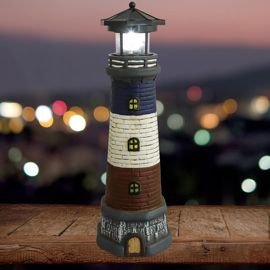 Solar Lighthouse Garden Lights Outdoor Waterproof Resin Statue Lamp U623394