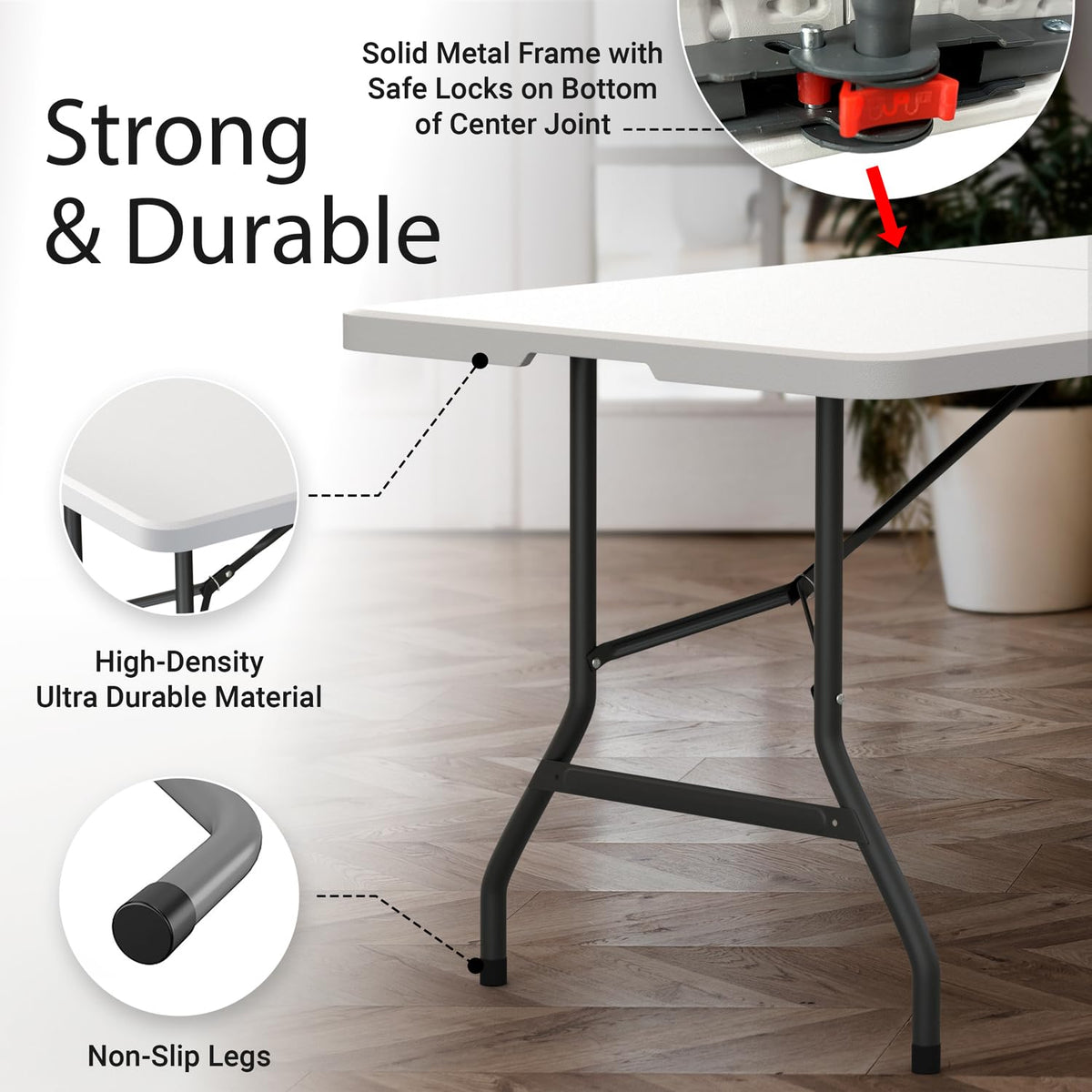 6 Feet Foldable Table with Steel Legs L436
