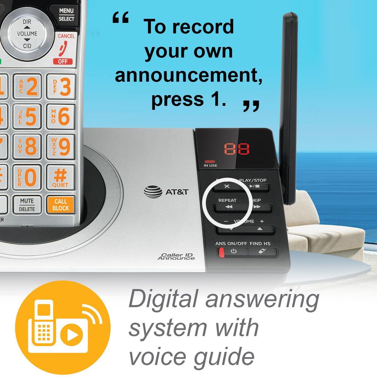Expandable Cordless Phone with Answering System, Silver/Black, 3 Handsets U72002