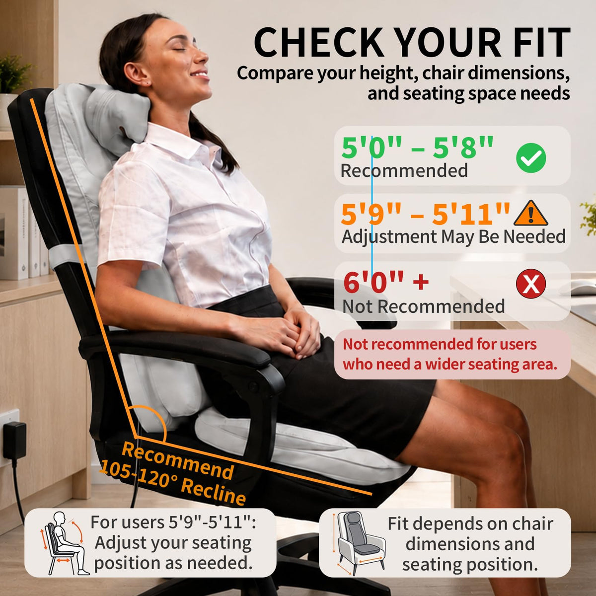 Massage Chair Pad with Heat, Navy Blue Z7302