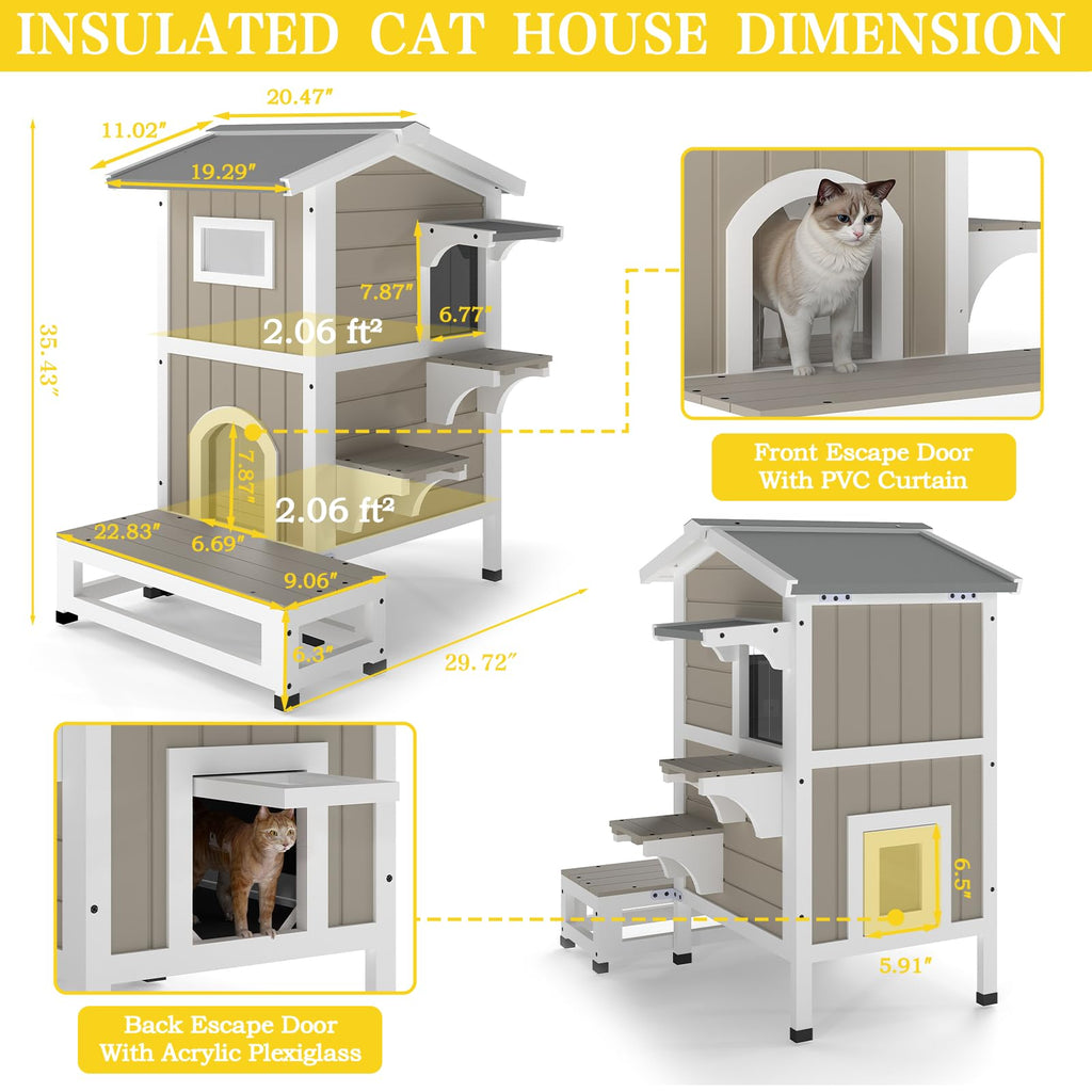 2-Story Insulated Outdoor Cat House V7669