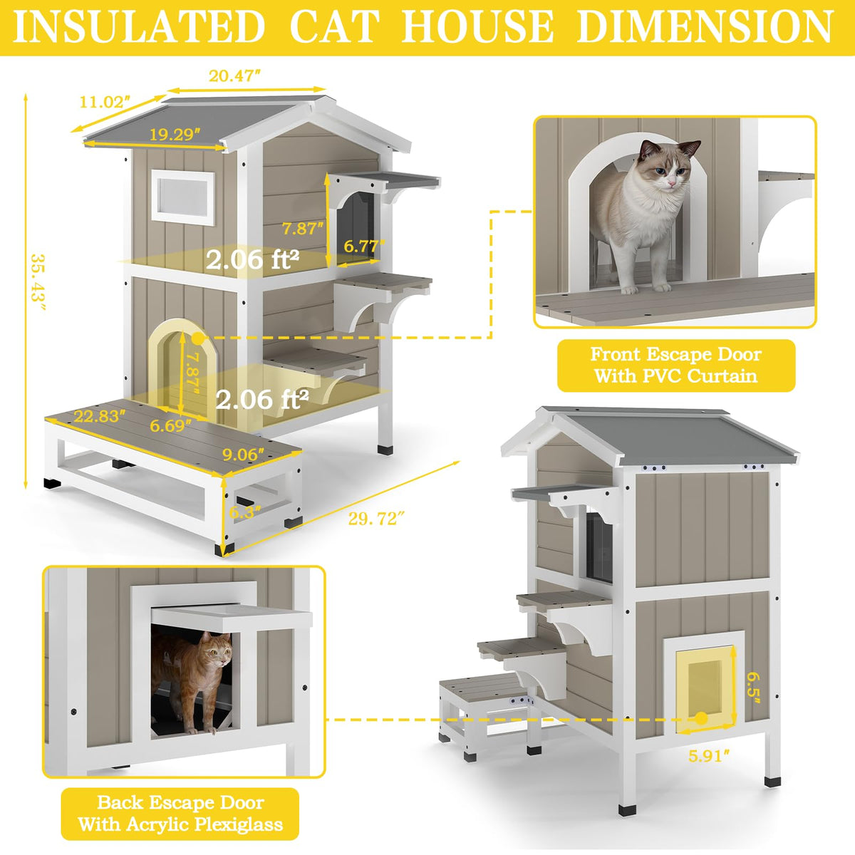 2-Story Insulated Outdoor Cat House V7669