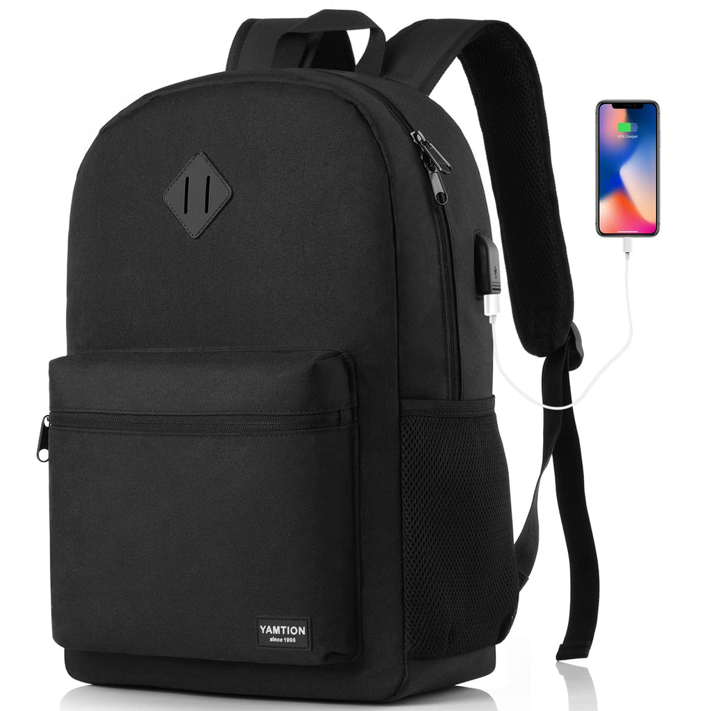 Black 15.6 Inch Laptop Backpack with USB Charger C8352