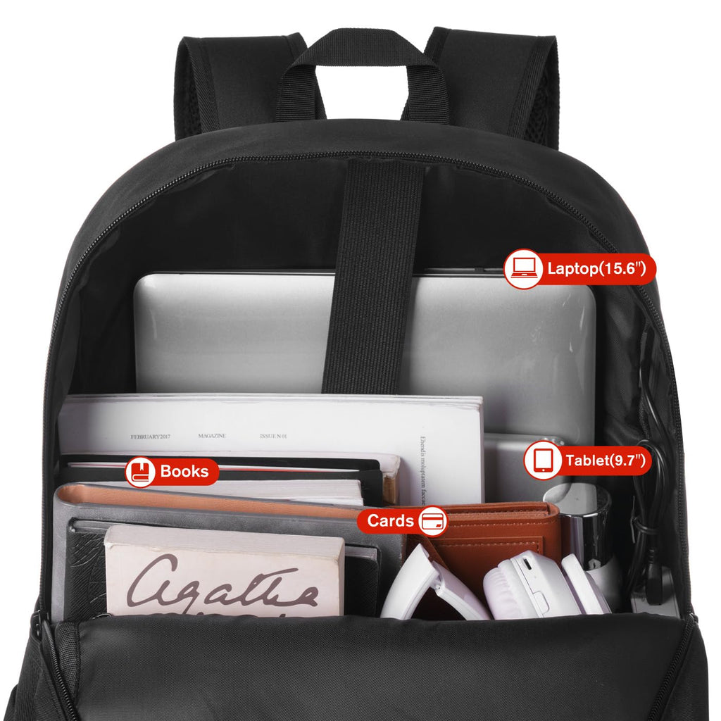 Black 15.6 Inch Laptop Backpack with USB Charger C8352