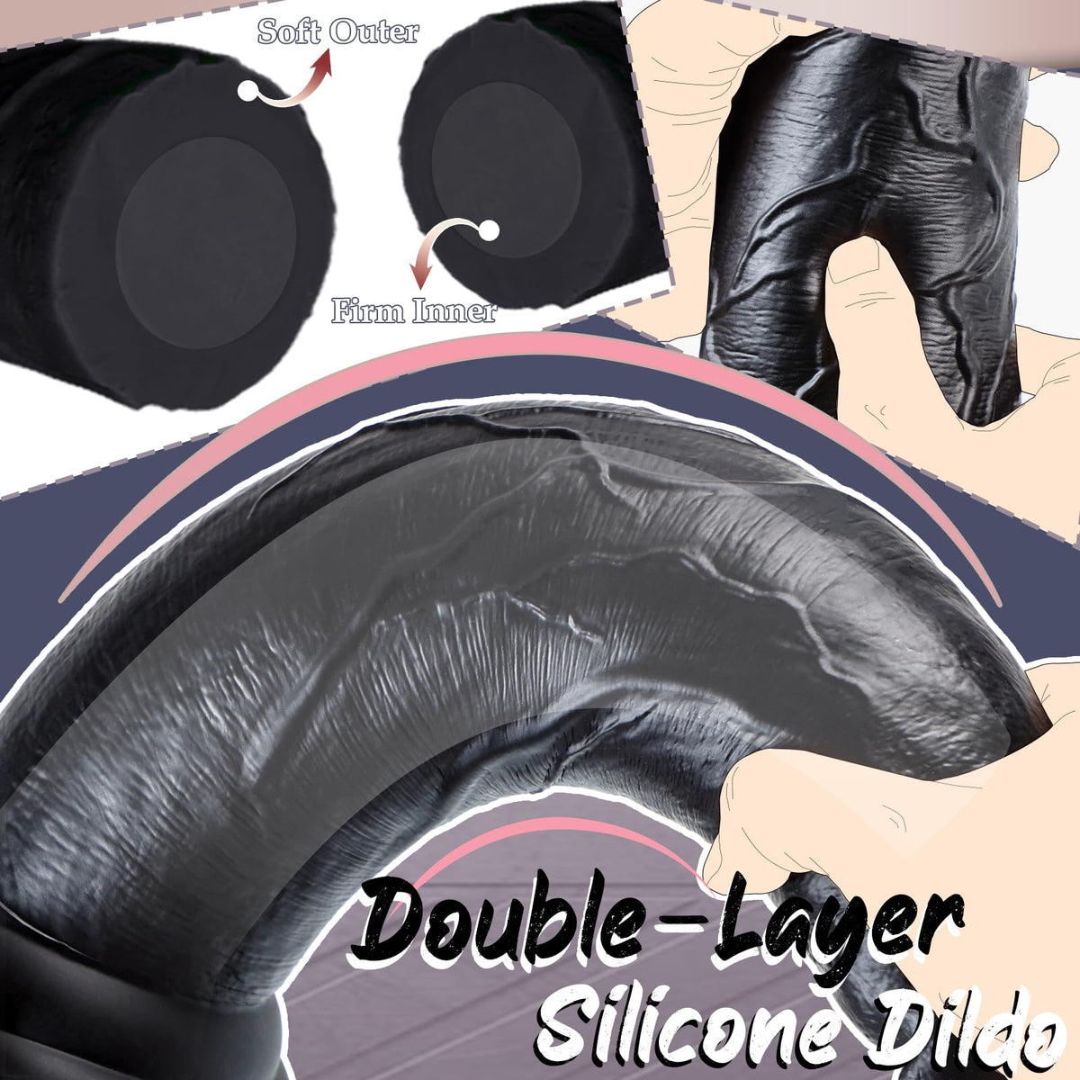 12 Inch Black Thick Anal Dildo U6078