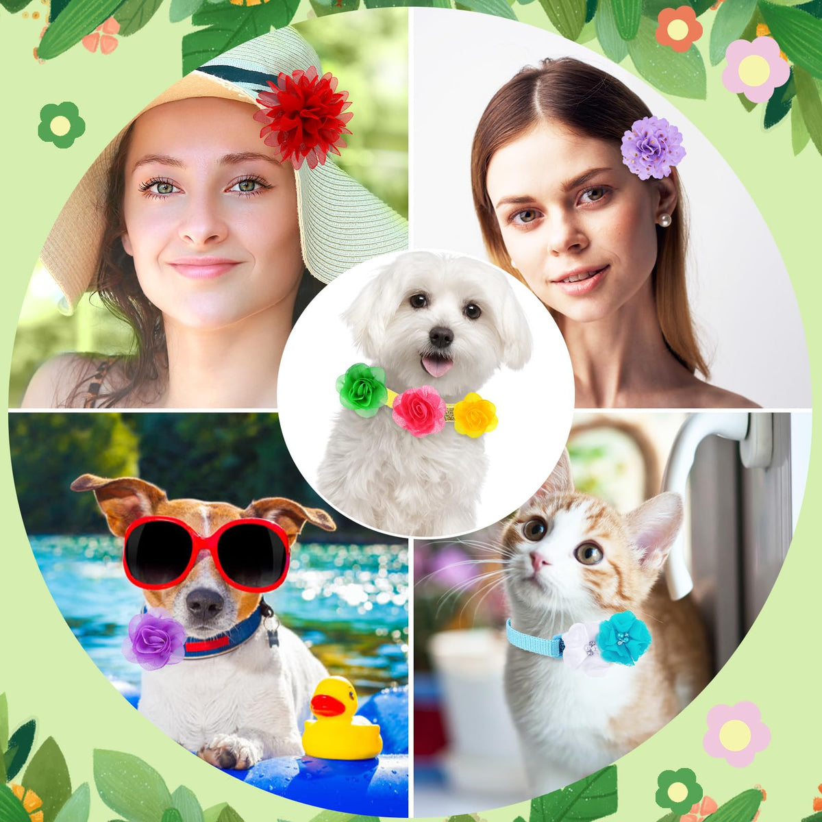 120 Pcs Multicolor Dog Collar Bows D287