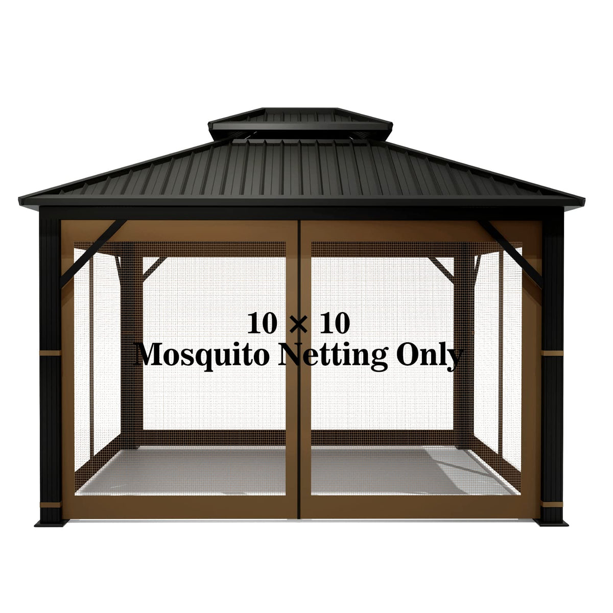10' x 10' 4-Panel Mosquito Netting Sidewall Curtain with Zipper (Brown) X662