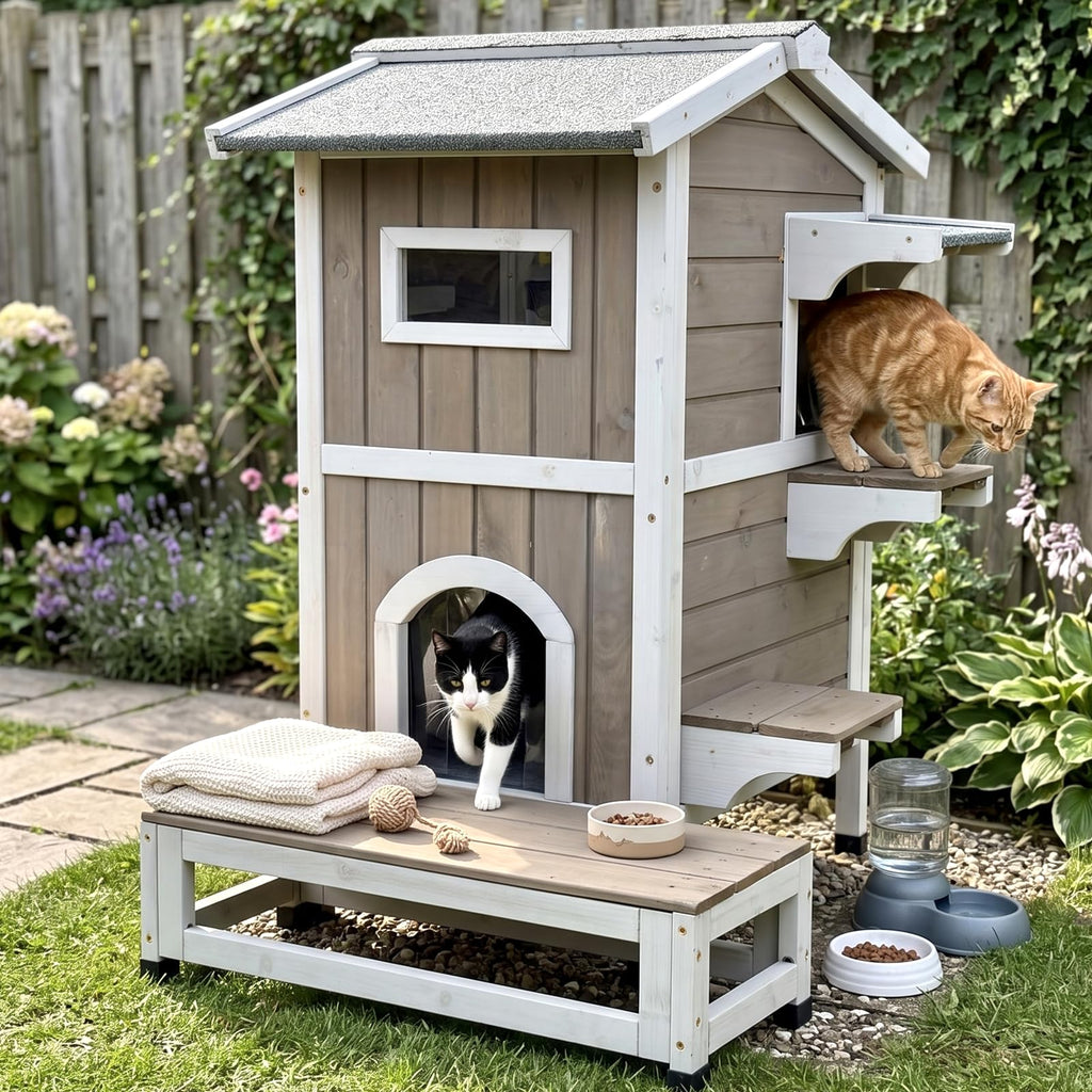 2-Story Insulated Outdoor Cat House V7669
