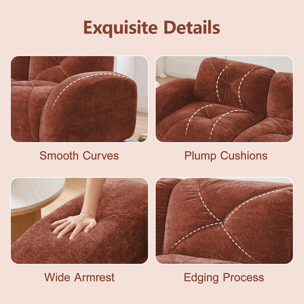 L-Shaped Orange Velvet Tufted Sofa with Ottoman B997