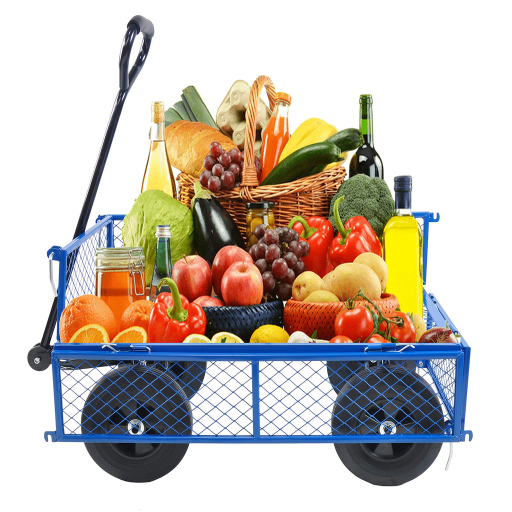 10" Flat Free Steel Garden Wagon Cart with Mesh Y6645