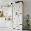 Antique White 72" Tall Wood Kitchen Pantry Cabinet with Adjustable Shelves O466